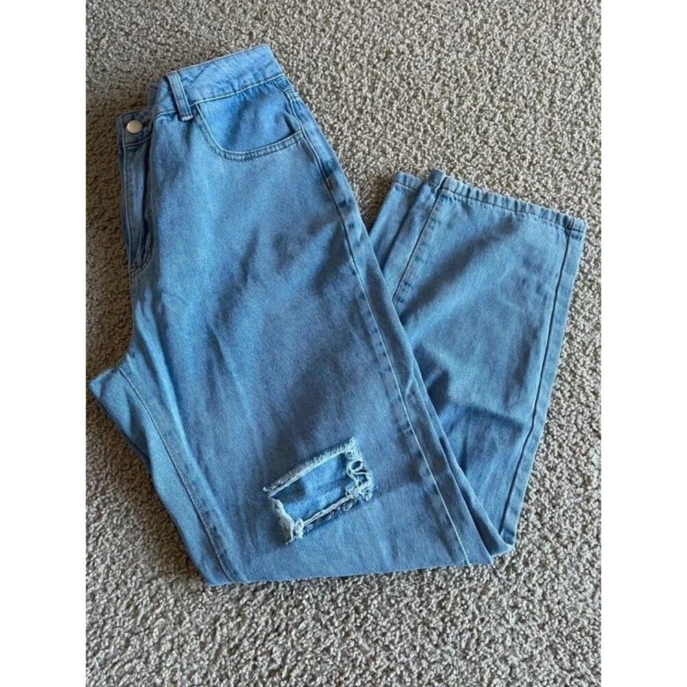 Women’s Light Wash Ripped Straight Leg Jeans 10/12